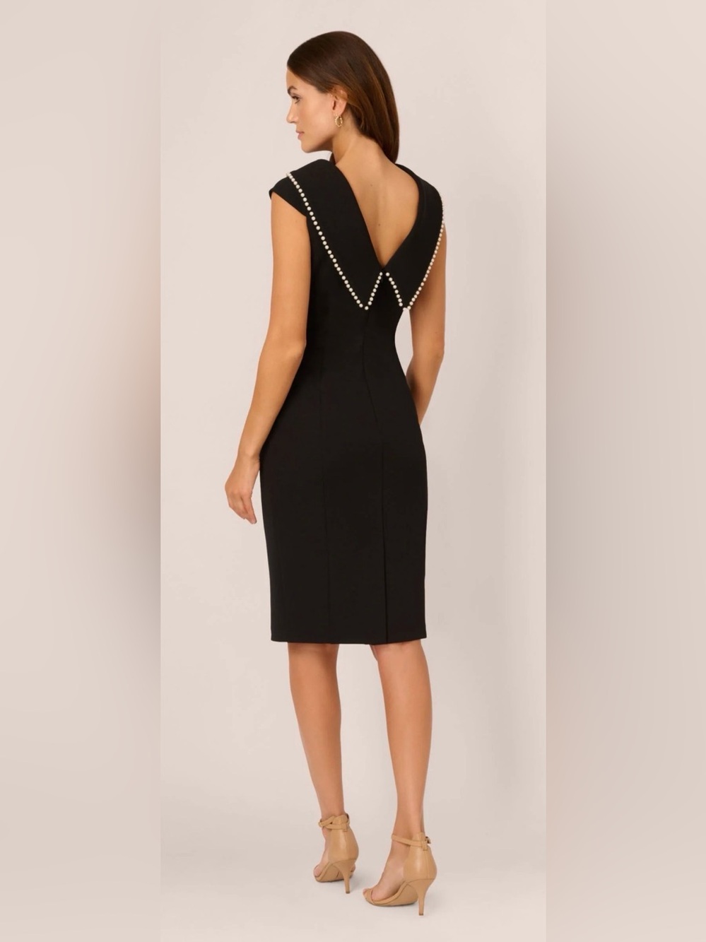 Adrianna Papell Roll Neck Pearl Midi Dress Size 6 Classy Elegant Sophisticated